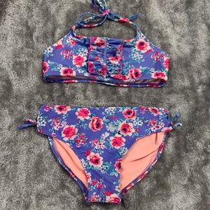 floral halter back bathing suit